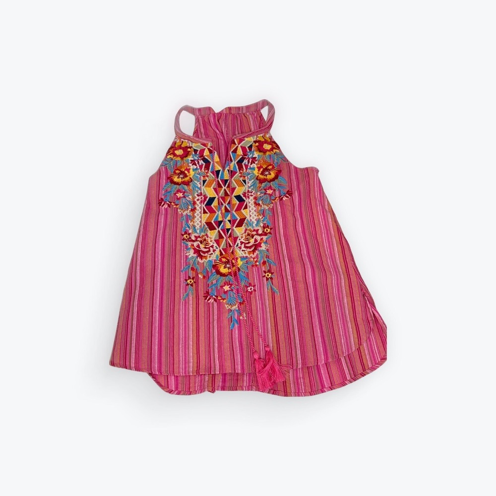 Savanna Jane Pink Embroidered Sleeveless Top Boho Western Festival‎ SZ Small